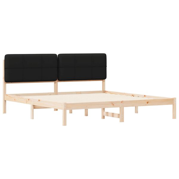 vidaXL Bed Frame with Upholstered Headboard Black 180 x 200 cm