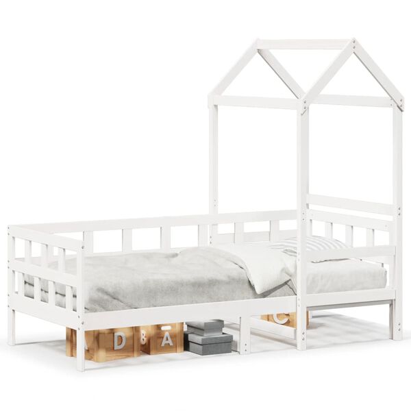 vidaXL Day Bed with Roof without Mattress White 80x200 cm Solid Wood