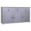 vidaXL Sideboard Grey 135x40x80 cm Solid Pinewood Panama Range