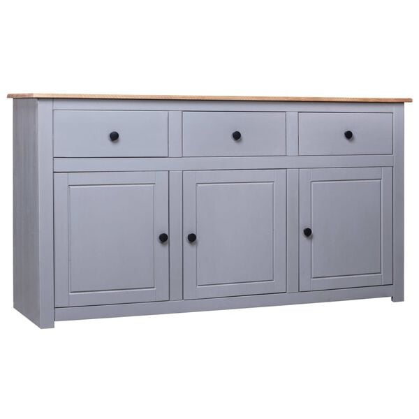 vidaXL Sideboard Grey 135x40x80 cm Solid Pinewood Panama Range
