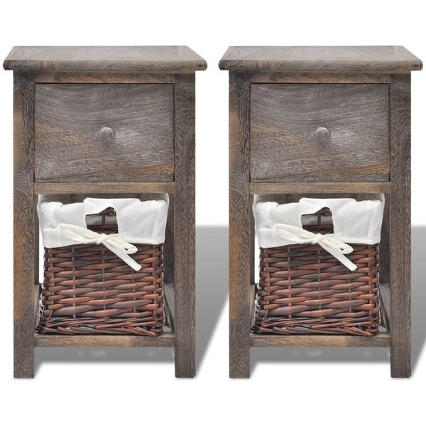 vidaXL Bedside Cabinets 2 pcs Wood Brown