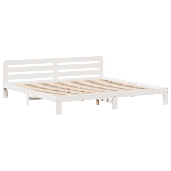 vidaXL Bed Frame without Mattress White 180x200 cm Super King Solid Wood Pine