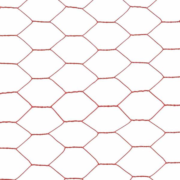 vidaXL Chicken Wire Fence Steel with PVC Coating 25x1.2 m Red