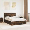 vidaXL Bed Frame with Drawer Smoked Oak 140 x 200 cm Engineered Wood