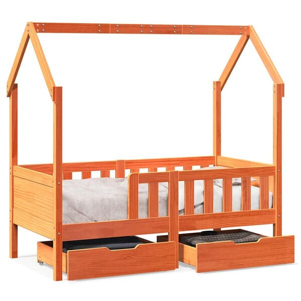 vidaXL Kids Bed Frame with Drawers without Mattress 80x160 cm Solid Wood