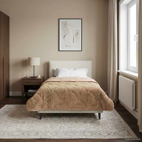 vidaXL Full Year Duvet Taupe 135 x 200 cm Microfiber and Teddy fleece