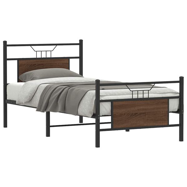 vidaXL Bed Frame without Mattress Brown Oak 80x200 cm Engineered Wood