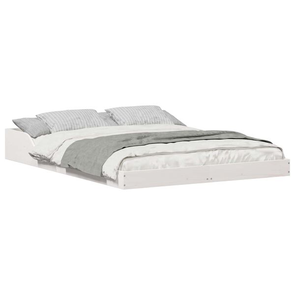 vidaXL Bed Frame White 120 x 190 cm Solid Pine Wood