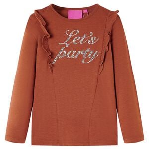 vidaXL Kids' T-shirt with Long Sleeves Cognac 128