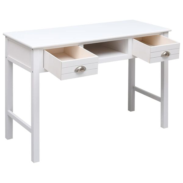 vidaXL Desk White 108x45x76 cm Solid Wood Paulownia
