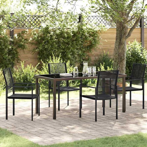 vidaXL Garden Dining Set 5 pcs Black Powder-Coated Steel