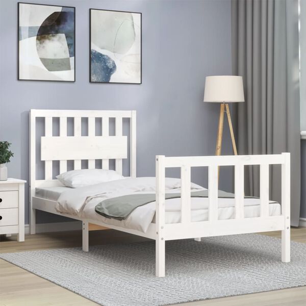 vidaXL Bed Frame without Mattress White 90x200 cm Solid Wood Pine