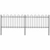 vidaXL Garden Fence with Hoop Top Steel 337x100 cm Black