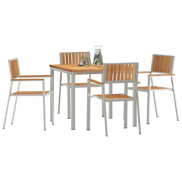 vidaXL Outdoor Dining Set 5 pcs Brown Solid Teak Wood