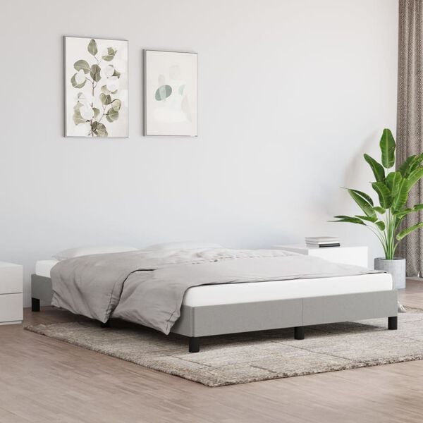 vidaXL Bed Frame without Mattress Light Grey 135x190 cm Double Double Fabric