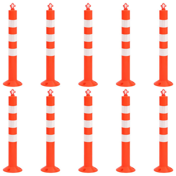 vidaXL Traffic Control Bollards 10 pcs with Chain 75 cm PE