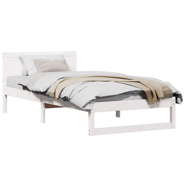 vidaXL Bed Frame with Headboard White 80 x 200 cm Solid Pine Wood