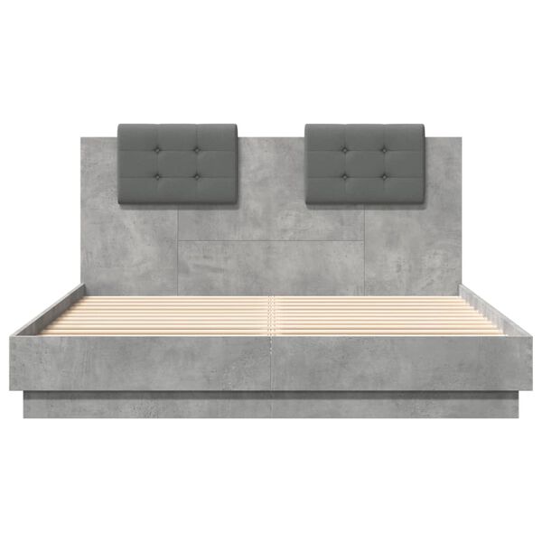 vidaXL Bed Frame without Mattress Concrete Grey 140x200 cm