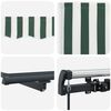 vidaXL Retractable Awning Manual Green and White 300 x 250 cm