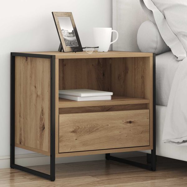 vidaXL Bedside Table Artisian Oak 50 x 39.5 x 50 cm Engineered Wood