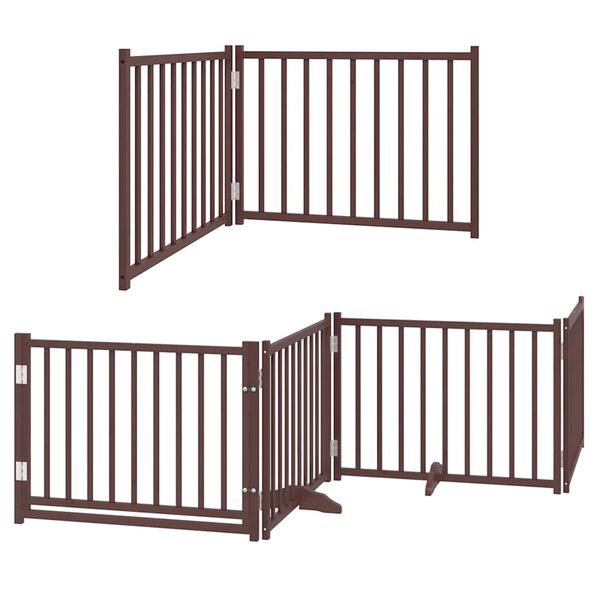 vidaXL Dog Gate with Door Foldable 10 Panels Brown 800 cm Poplar Wood