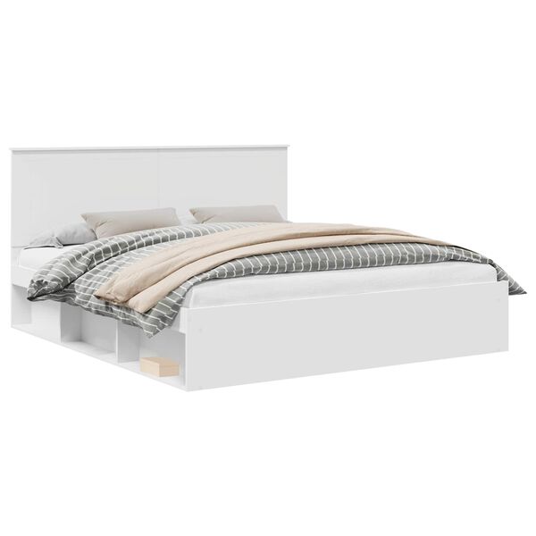 vidaXL Bed Frame with Headboard White 180 x 200 cm Solid Pine Wood