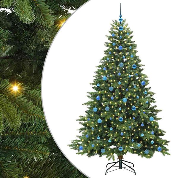 vidaXL Artificial Christmas Tree with 300 LEDs Green 210 cm PE and PVC