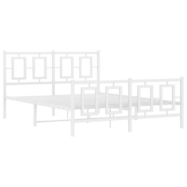 vidaXL Metal Bed Frame without Mattress with Footboard White 135x190cm