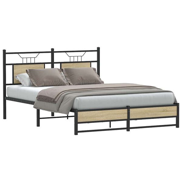 vidaXL Bed Frame without Mattress Sonoma Oak 137x190 cm Engineered Wood
