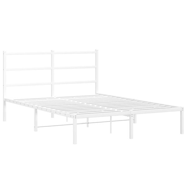 vidaXL Metal Bed Frame without Mattress with Headboard White 140x190cm