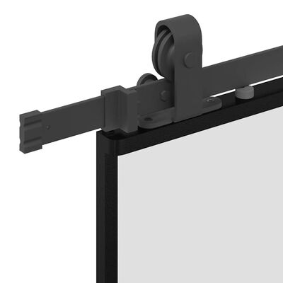 vidaXL Sliding Door with Hardware Set Black 102.5x205 cm ESG Glass ...