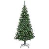 vidaXL Artificial Pre-lit Christmas Tree Green 210 cm PVC and Metal