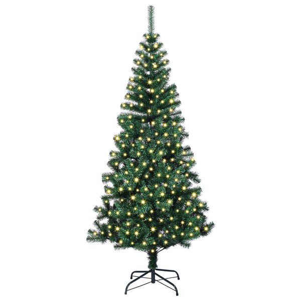 vidaXL Artificial Pre-lit Christmas Tree Green 210 cm PVC and Metal