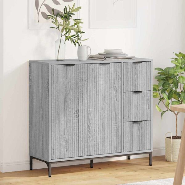 vidaXL Sideboard Grey Sonoma 89.5 x 33 x 82 cm Engineered Wood