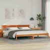 vidaXL Bed Frame with Headboard Wax Brown 180 x 200 cm Solid Pine Wood