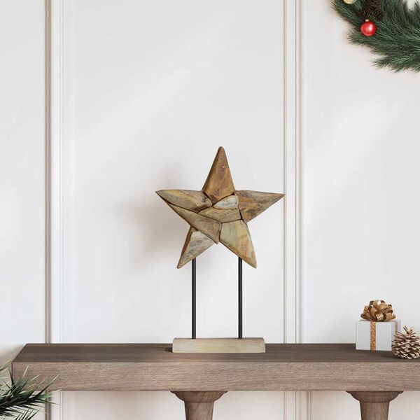 vidaXL Christmas Star Brown 30 x 5 x 45 cm Solid Teak Wood