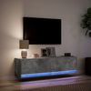 vidaXL TV Wall Cabinet with LED Lights Concrete Grey 140x31x38 cm