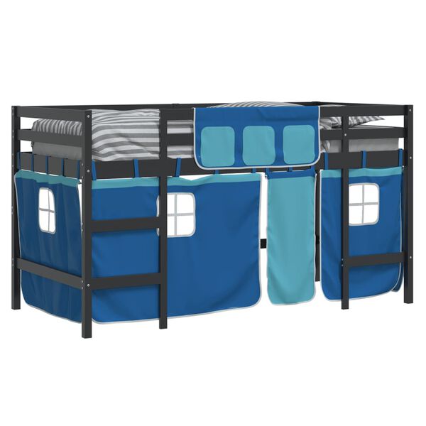 vidaXL Kids' Loft Bed with Curtains without Mattress Blue 80x200cm