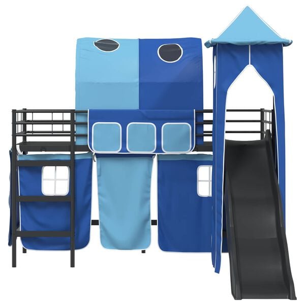 vidaXL Kids'Loft Bed Frame Black and Blue 74.5 x 190 cm Metal