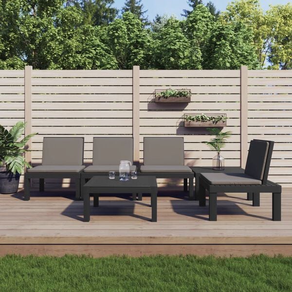vidaXL 6 Piece Garden Lounge Set with Cushions Anthracite PP