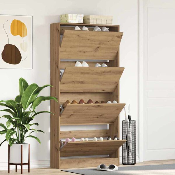 vidaXL Shoe Cabinet Artisan Oak 80 x 21 x 163.5 cm Engineered Wood