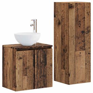 vidaXL Bathroom Cabinet Set 2 pcs Old Wood 33 x 34.5 x 100 cm