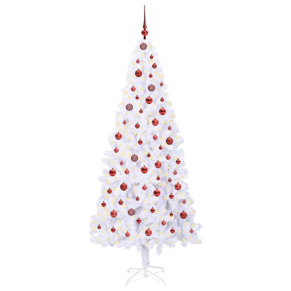 vidaXL Artificial Christmas Tree with Stand White 210 cm PVC and Steel