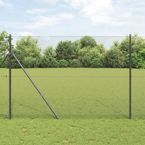 vidaXL Welded Wire Fence Grey 1.5 x 25 m Steel