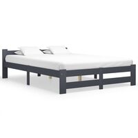 vidaXL Bed Frame Dark Grey Solid Pine Wood 180x200 cm Super King