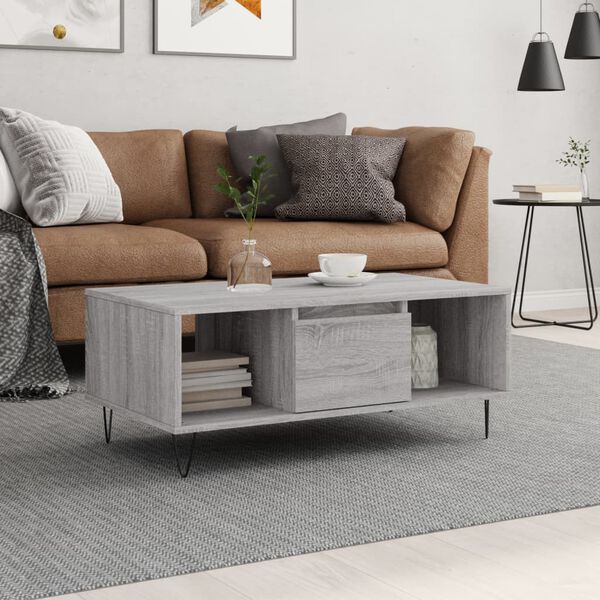 vidaXL Coffee Table Grey Sonoma 90x50x36.5 cm Engineered Wood