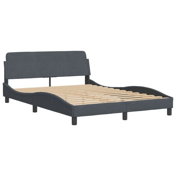 vidaXL Bed Frame "Dover" Dark Grey 135x190 cm Double Velvet