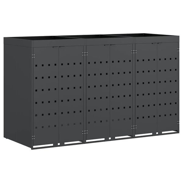 vidaXL Wheelie Bin Storage for 3 Bins Anthracite 204 x 77.5 x 121.5 cm
