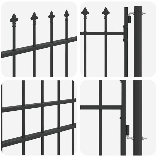 vidaXL Fence Gate Grey 100 x 200 cm Powder coated steel