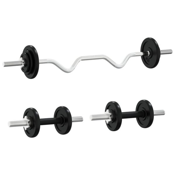 vidaXL Barbell and Dumbbell with Plates 90 kg Cast Iron